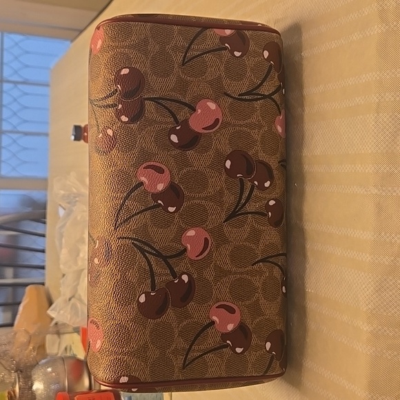 Coach Cherry Pattern Satchel - Brown and Pink - Picture 13 of 16